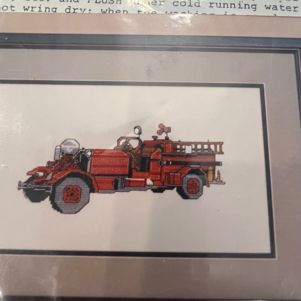 Antique Fire Engine Kappie Originals CAT331 Vintage Cross Stitch Pattern‎